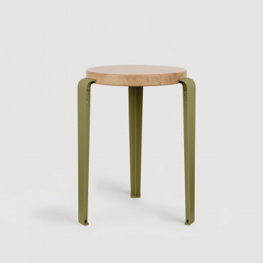 Tabouret LOU en chêne massif et pieds métal - Tiptoe
