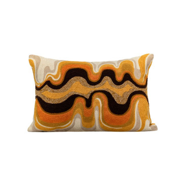 Coussin COSMO Curcuma broderie coton - Bed And Philosophy