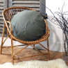Coussin rond MERCER en lin lavé kaki - Bed And Philosophy