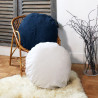 Coussin rond MERCER en lin lavé kaki - Bed And Philosophy