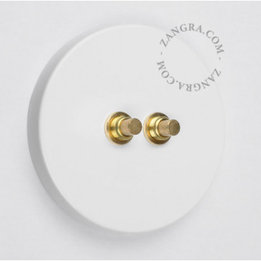 Double bouton poussoir à push en métal blanc - Zangra