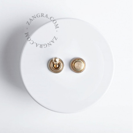 Double Interrupteur / bouton poussoir à push en métal blanc - Zangra