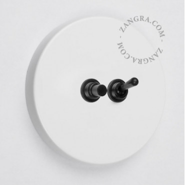 Double Interrupteur / bouton poussoir à push en métal blanc - Zangra