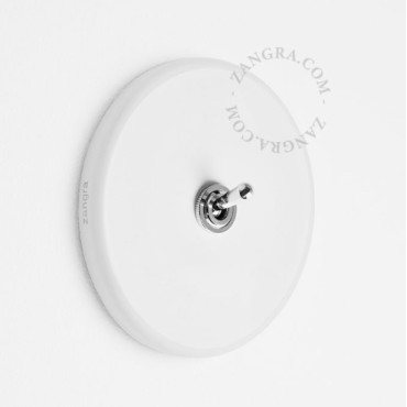 Interrupteur simple ou va et vient en porcelaine blanche brillante - Zangra