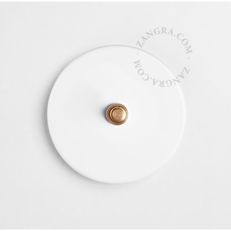 Bouton poussoir à push en porcelaine blanche - Zangra