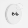 Double bouton poussoir à push en porcelaine blanche brillante - Zangra
