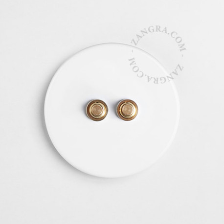 Double bouton poussoir à push en porcelaine blanche brillante - Zangra