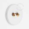 Double Interrupteur / bouton poussoir à push en porcelaine blanche brillante - Zangra