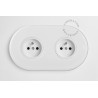 Double prise 2P+T en porcelaine blanche brillante - Zangra