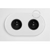 Double prise 2P+T en porcelaine blanche brillante - Zangra