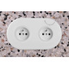 Double prise 2P+T en porcelaine blanche brillante - Zangra