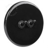 Double interrupteur simple allumage ou va et vient en porcelaine noire brillante - Zangra