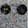 Double interrupteur simple allumage ou va et vient en porcelaine noire brillante - Zangra