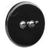 Double interrupteur simple allumage ou va et vient en porcelaine noire brillante - Zangra