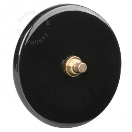 Bouton poussoir à push en porcelaine noire brillante - Zangra