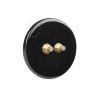 Double bouton poussoir à push en porcelaine noire brillante - Zangra