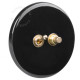 Double Interrupteur / bouton poussoir à push en porcelaine noire brillante - Zangra