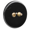 Double Interrupteur / bouton poussoir à push en porcelaine noire brillante - Zangra