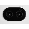 Double prise 2P+T en porcelaine noire brillante - Zangra
