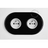 Double prise 2P+T en porcelaine noire brillante - Zangra