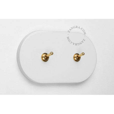Double interrupteur simple ou va et vient en métal blanc - Zangra