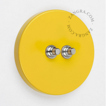 Double bouton poussoir à push en métal jaune - Zangra