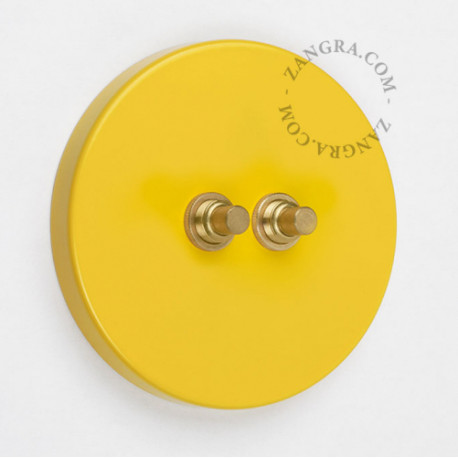 Double bouton poussoir à push en métal jaune - Zangra