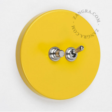 Double Interrupteur / bouton poussoir à push en métal jaune - Zangra