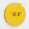Double Interrupteur / bouton poussoir à push en métal jaune - Zangra