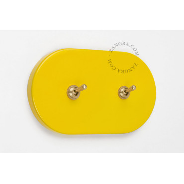 Double interrupteur simple ou va et vient en métal jaune - Zangra
