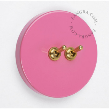 Double interrupteur simple allumage ou va et vient en métal rose - Zangra