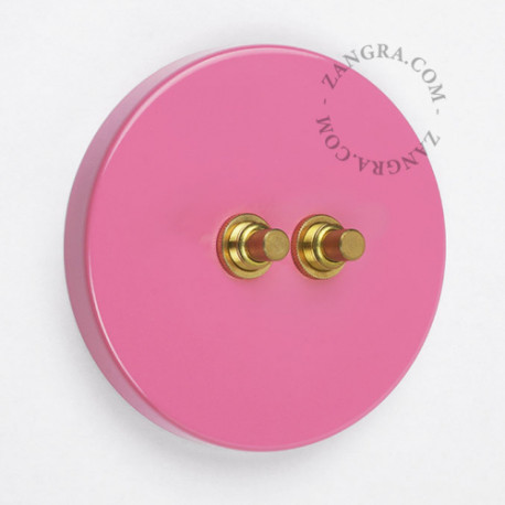 Double bouton poussoir à push en métal rose - Zangra