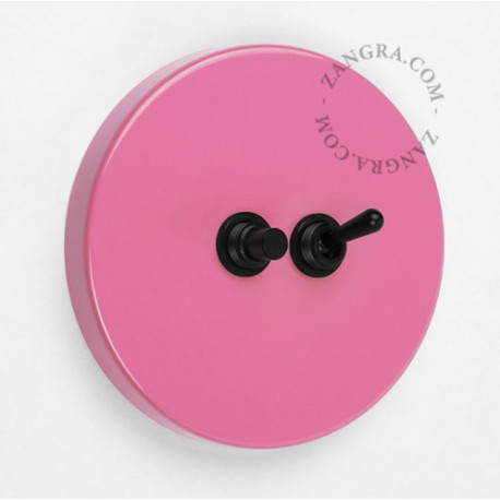 Double Interrupteur / bouton poussoir à push en métal rose - Zangra