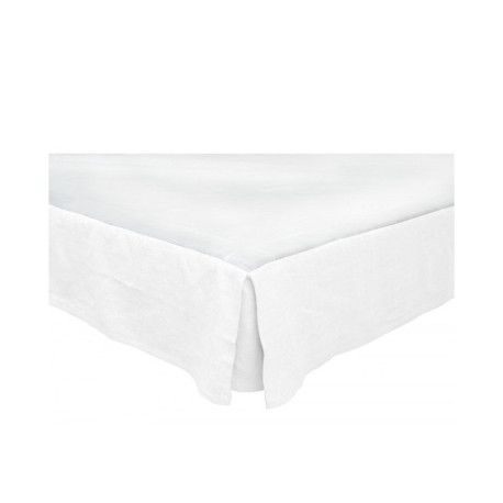 Cache-sommier LINEHI en lin Blanc 140cm - Haomy