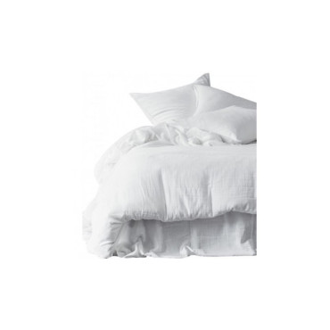 Drap plat DILI en voile de coton blanc - Haomy