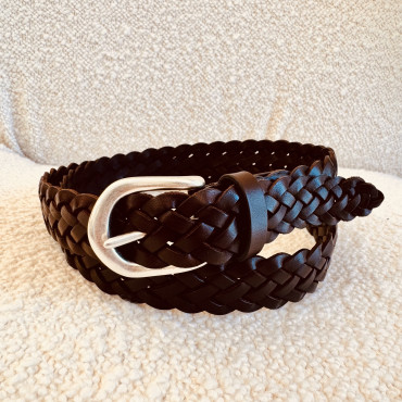 Ceinture en cuir tressé marron boucle argent n°2 - Anderson's