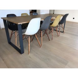 Table industrielle métal chêne massif 22mm - BAAZIC