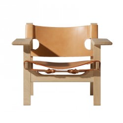 Fauteuil "The Spanish Chair" Chêne huilé Cuir Naturel- Børge Mogensen - Fredericia Furniture