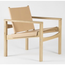 Fauteuil PEGLEV version chêne cuir Naturel - Objekto