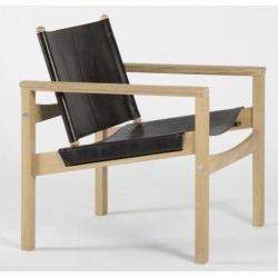 Fauteuil PEGLEV version chêne cuir Macassar - Objekto