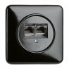 Prise RJ45 double en bakelite ronde vendu sans son cache (encastrable) - THPG