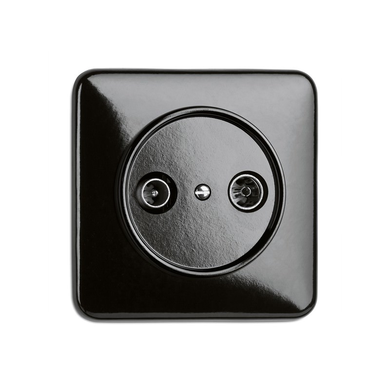 Prise USB double en bakelite ronde vendu sans son cache (encastrable) Ref.  100876 - THPG - Atelier 159