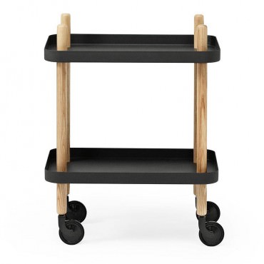 Desserte BLOCK 2 étagères sur roulettes Noir / Frêne - Normann Copenhagen