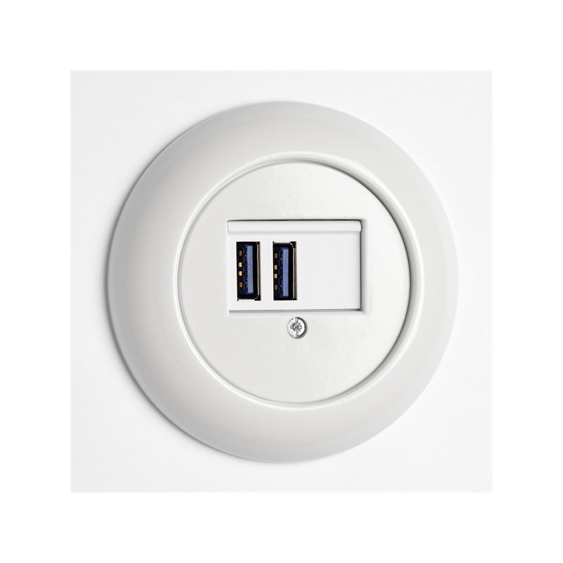 Prise USB double blanc Collection GARBY COLONIAL encastré