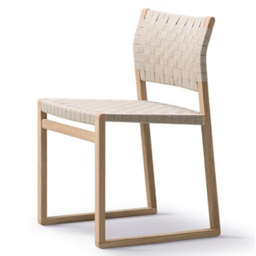 Chaise BM61 sans accoudoirs Chêne sangles de lin naturel - Børge Mogensen - Fredericia Furniture