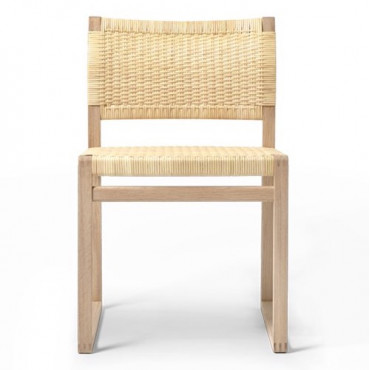 Chaise BM61 sans accoudoirs Chêne sangles de lin naturel - Børge Mogensen - Fredericia Furniture