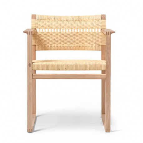 Chaise BM61 sans accoudoirs Chêne sangles de lin naturel - Børge Mogensen - Fredericia Furniture