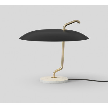 Lampe de table Model 537 base laiton / Réflecteur noir/ Marbre blanc - Astep