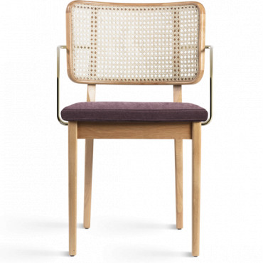 Chaise CANNAGE avec accoudoirs chêne / coton prune - Red Edition