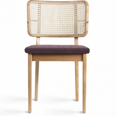 Chaise CANNAGE sans accoudoir chêne / coton prune - Red Edition
